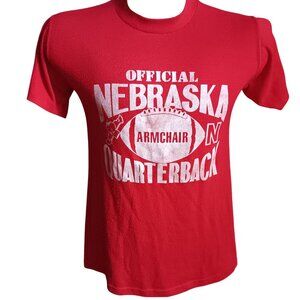 Vintage Medium Big Red Huskers T-shirt Gulf Coast Armchair Quarterback Football